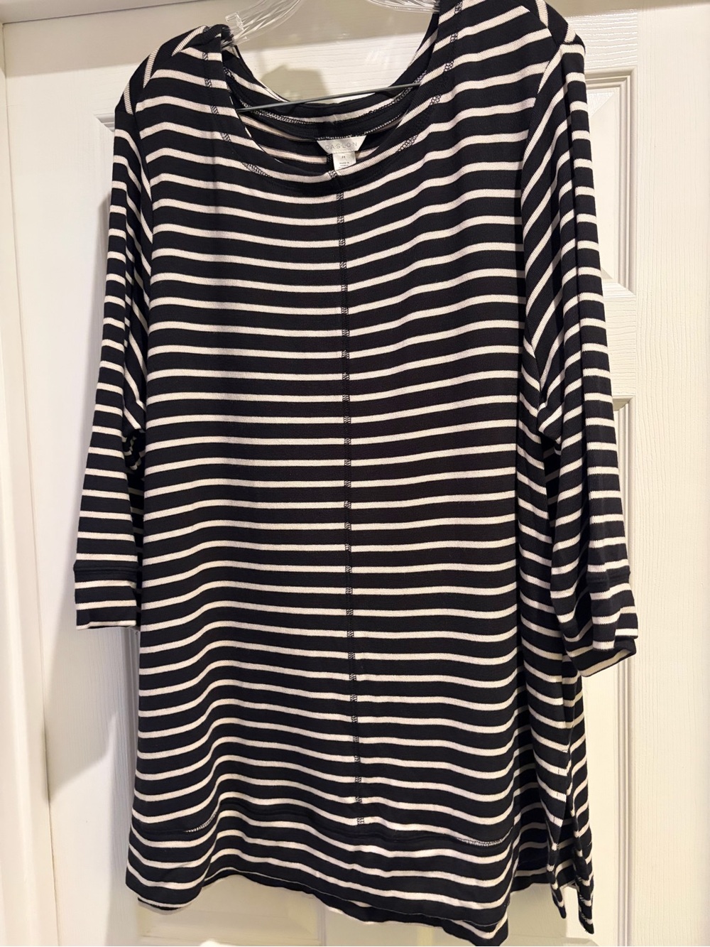 Caslon Black and White Striped Tunic Top Size 2X